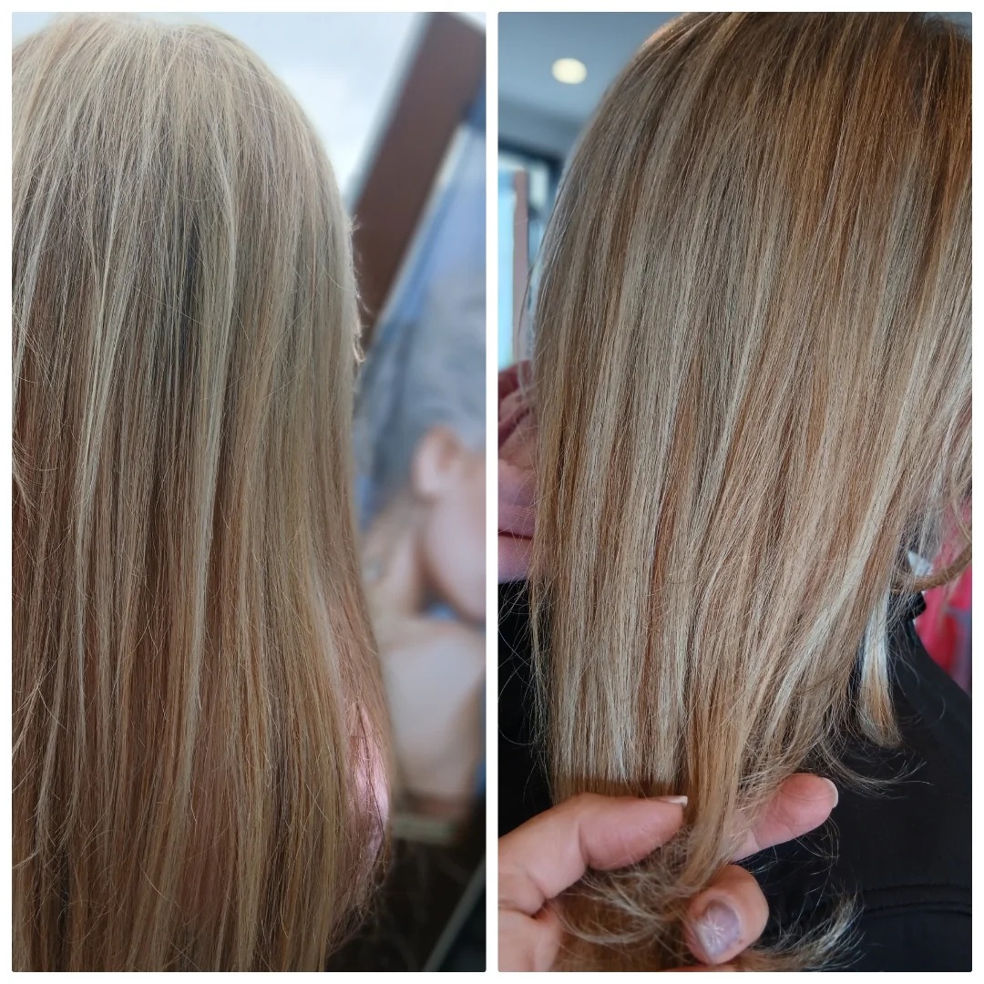 Lang haar met highlights, twee kanten